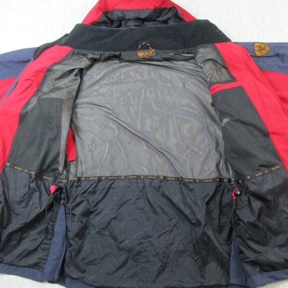 Ariat Jacket Mens Medium Red Windbreaker Lined Detachable Hooded Snap Inside Zip - Picture 5 of 15